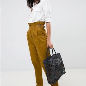 TALL paper bag pants in mustard